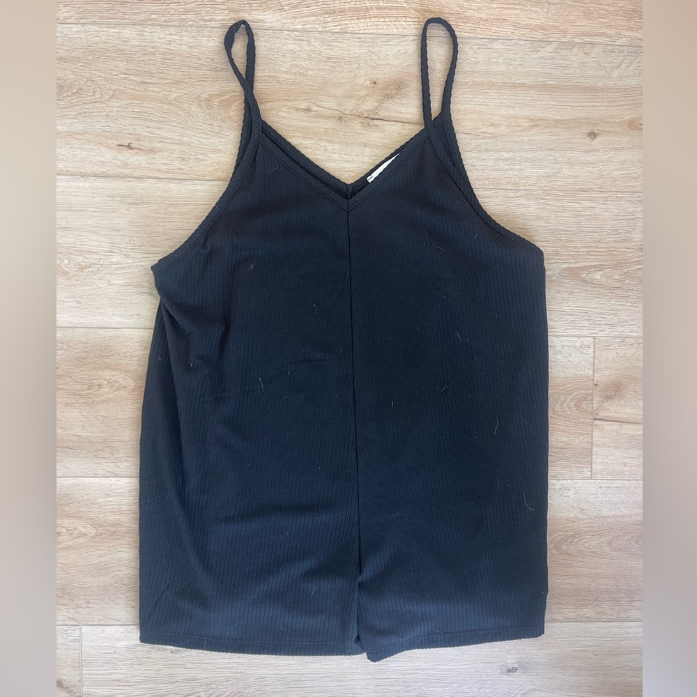 Carly Jean Los Angeles Black Ribbed Romper